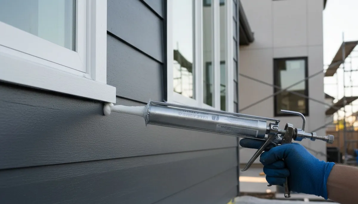 Professional caulking and sealing on Salt Lake City home exterior for weatherproof protection
