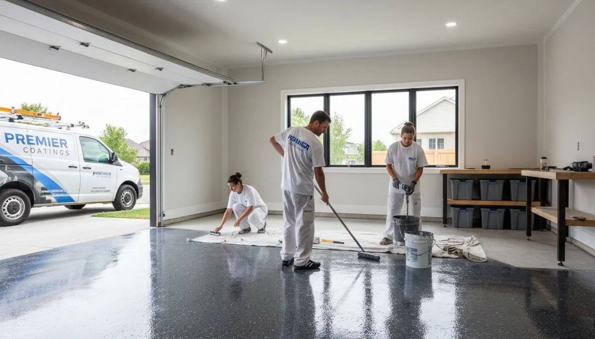 Epoxy garage floor coating in Salt Lake City UT applied by professional painting contractors