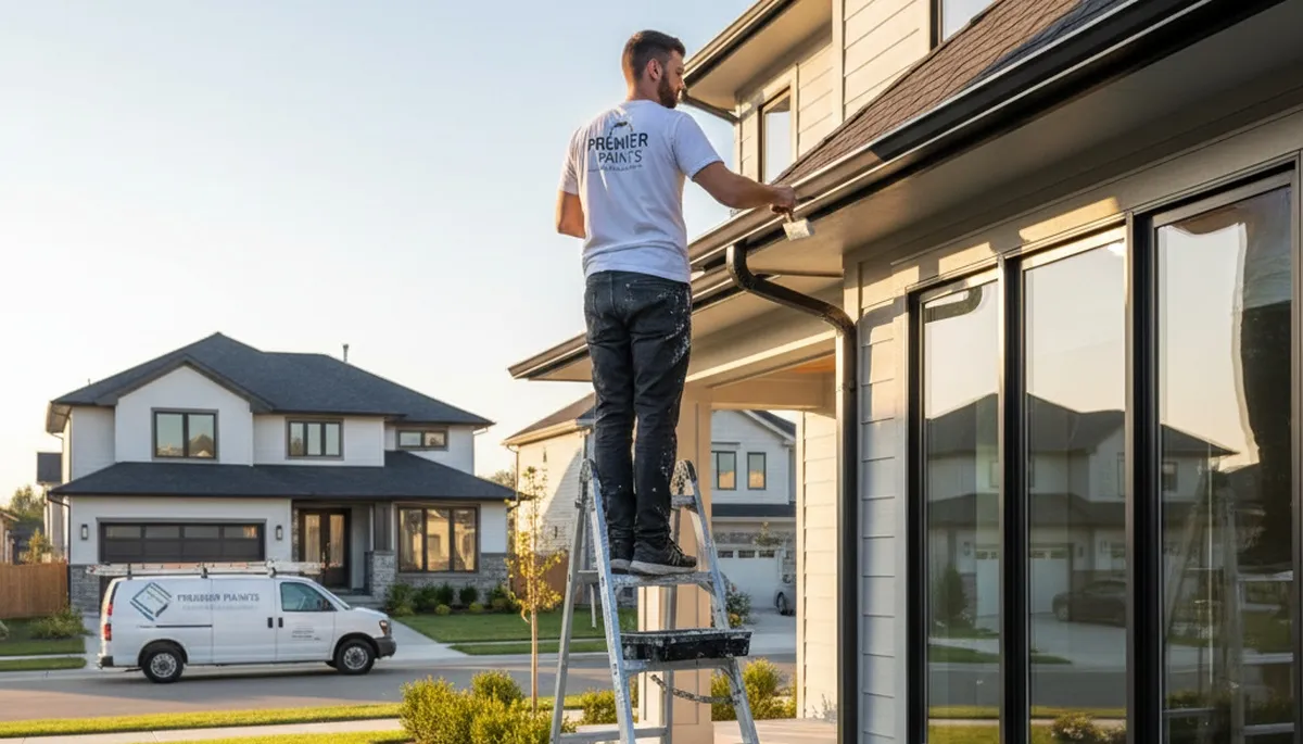 Professional gutter painting on a Salt Lake City home exterior by expert local painters