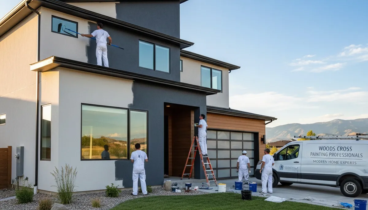 Professional house painters working on home exterior in Salt Lake City UT