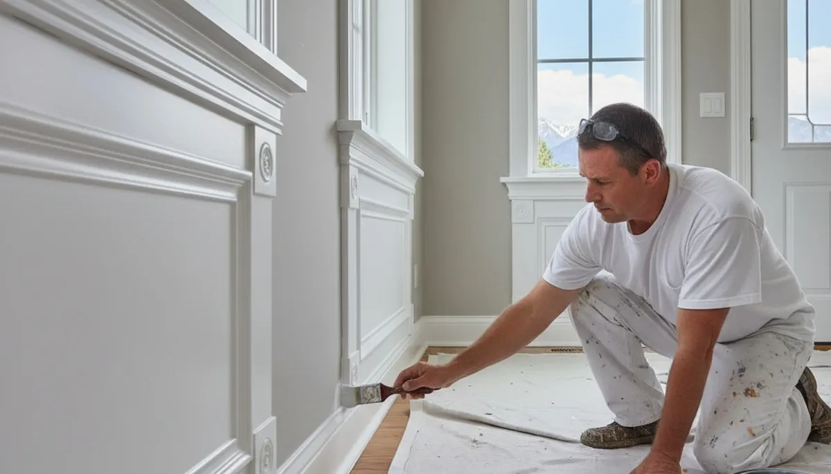 Professional interior trim painting with clean lines in Salt Lake City, UT home by expert painters