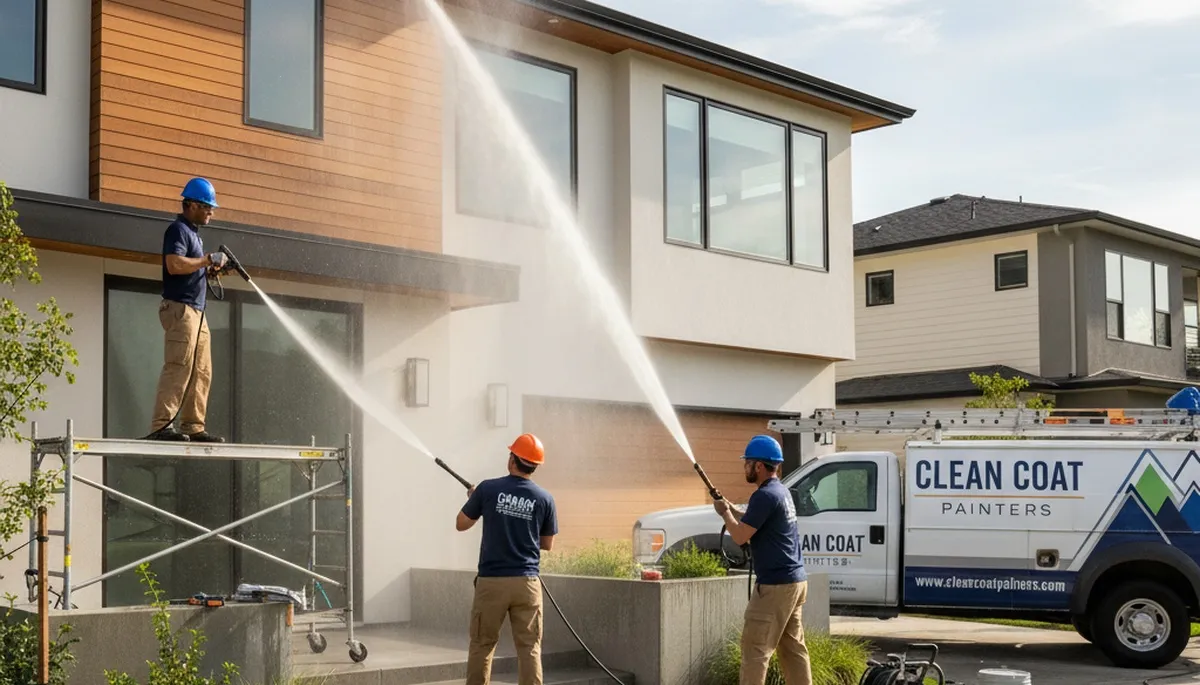 Professional pressure cleaning for home exterior in Salt Lake City, UT by local house painting experts