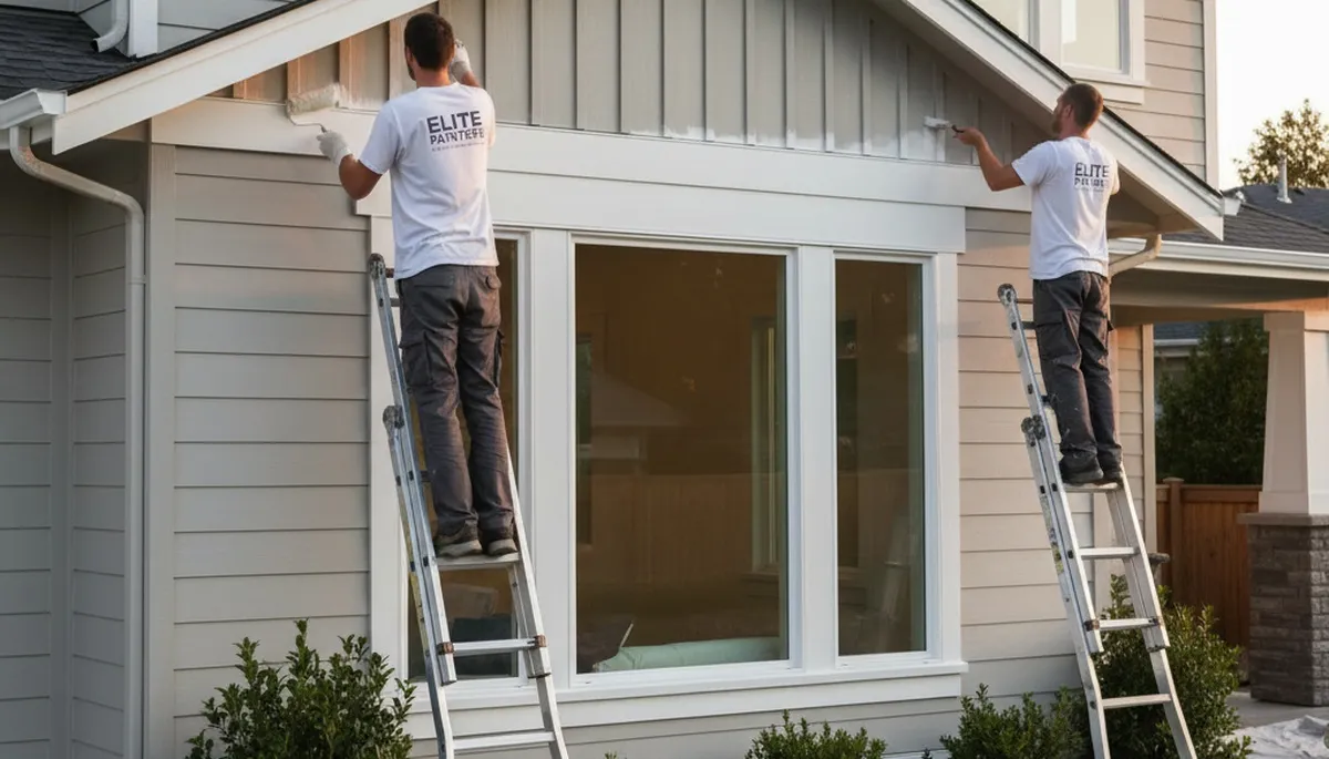 Professional trim and fascia painting on Salt Lake City home exterior by expert house painters